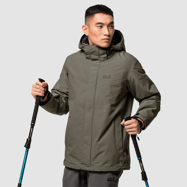 Chamarra Outdoor Jack Wolfskin Gotland 3in1 Hombre Verdes Oscuro Mexico-1827594